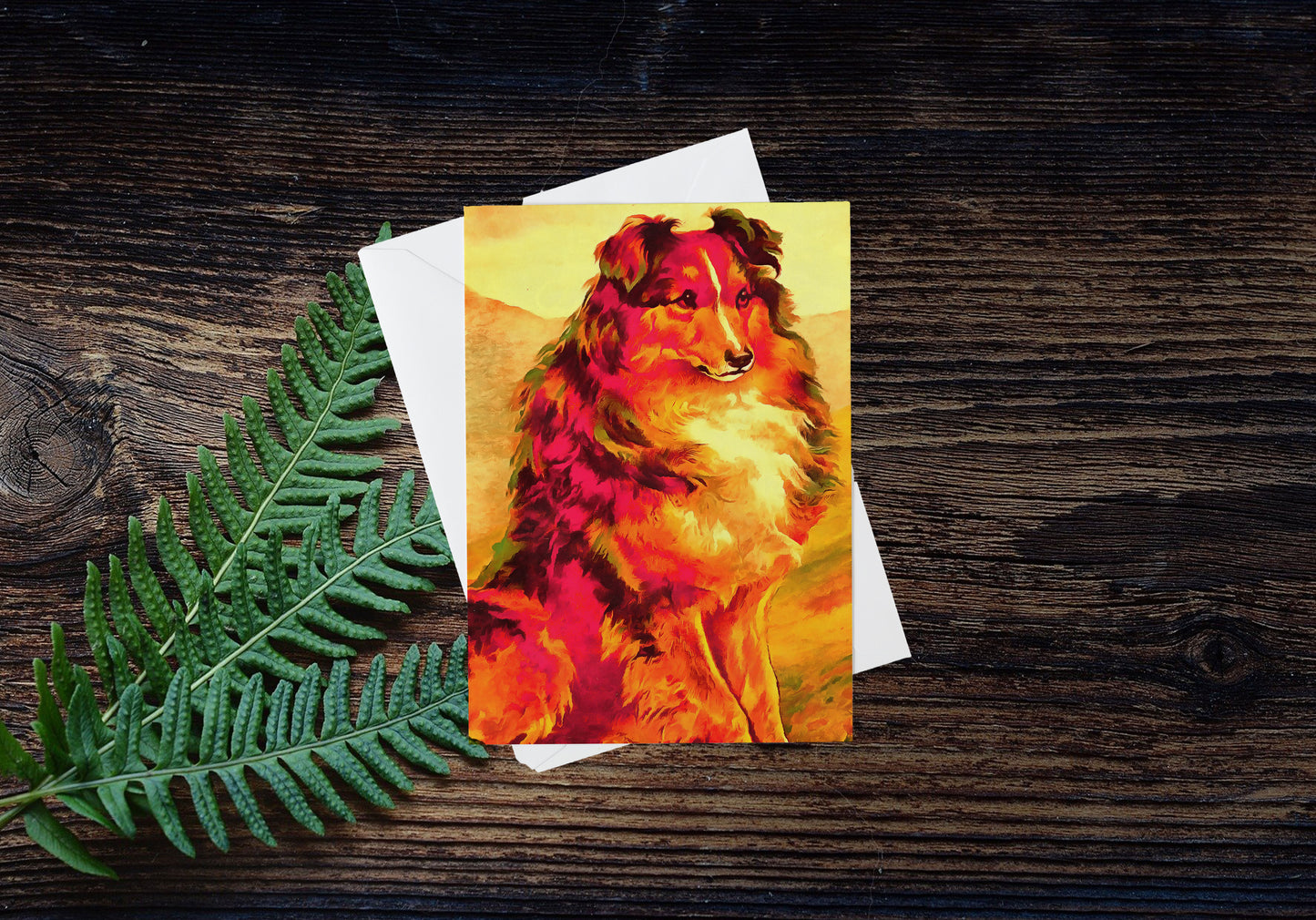Any occasion greeting Card, blank inside, write anything, dog, Collie, design 17