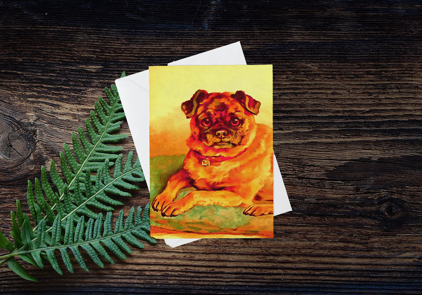 Any occasion greeting Card, blank inside, write anything, Pug dog, design 18