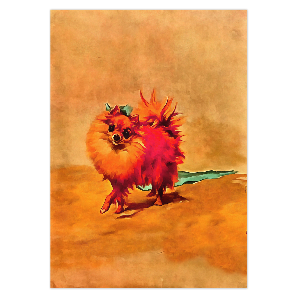 Any occasion greeting Card, blank inside, write anything, Miniature Pomeranian dog, design 4