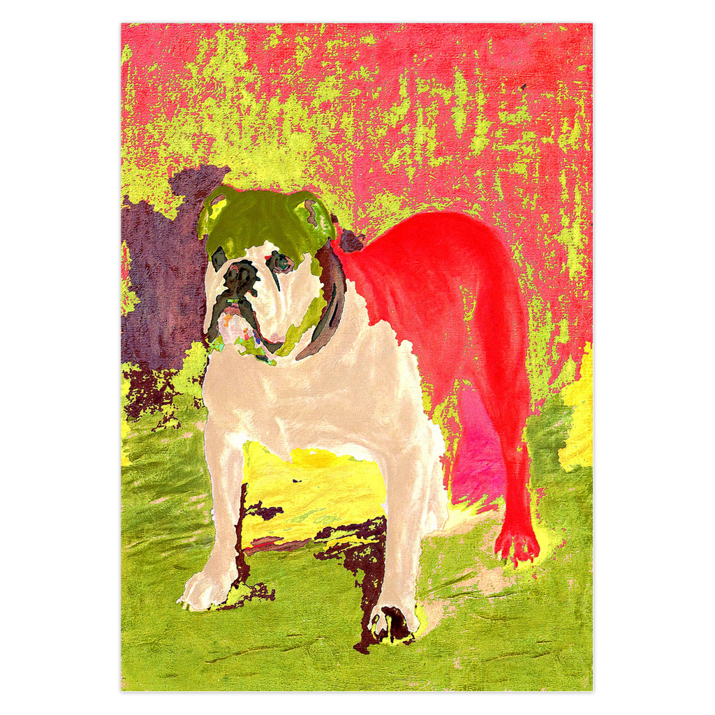 Any occasion greeting Card, blank inside, write anything, dog, Bulldog, design 8B