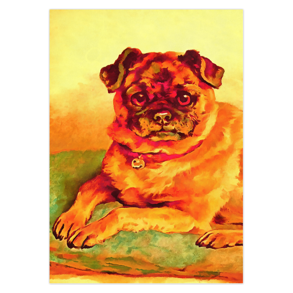 Any occasion greeting Card, blank inside, write anything, Pug dog, design 18