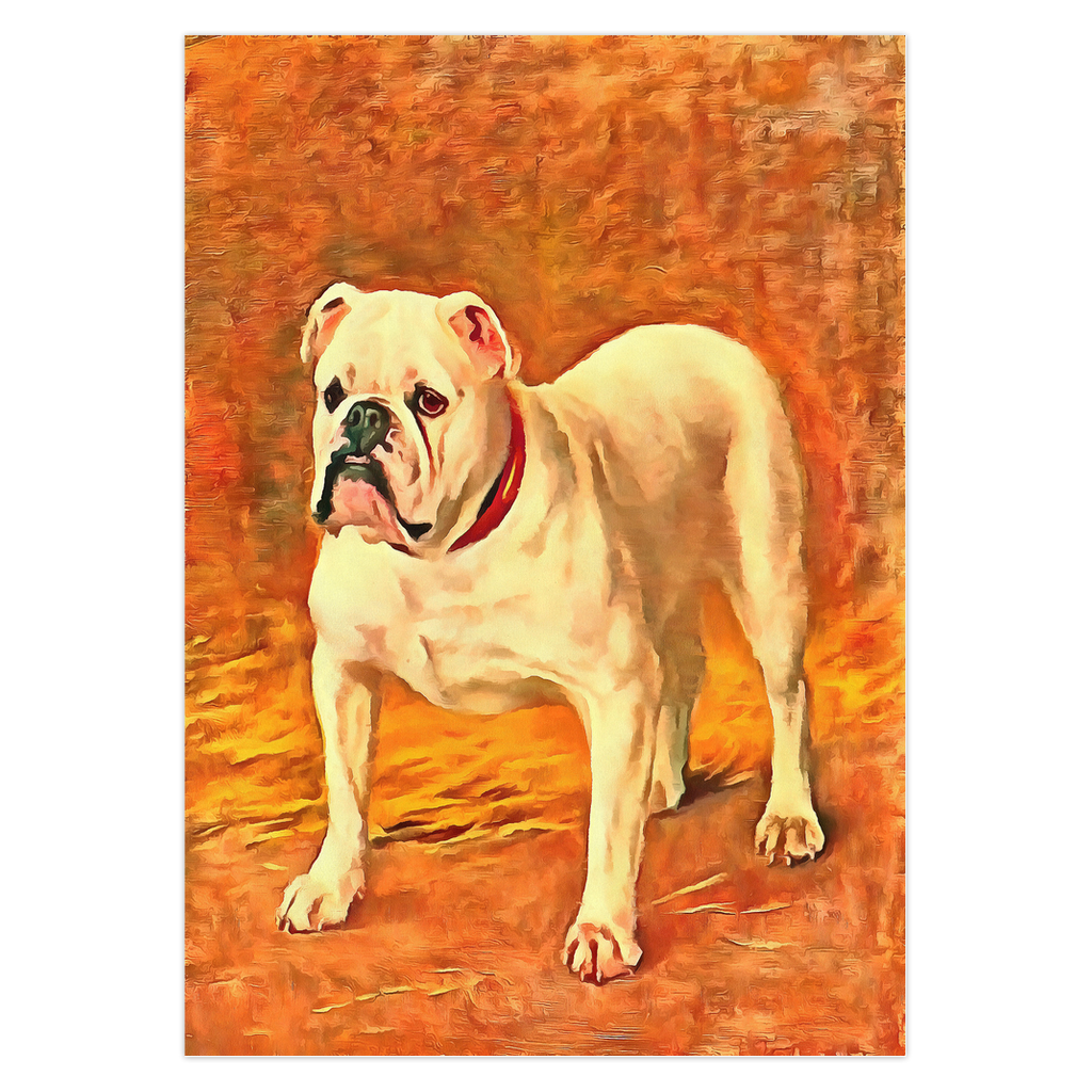 Any occasion greeting Card, blank inside, write anything, dog, Bulldog, design 8