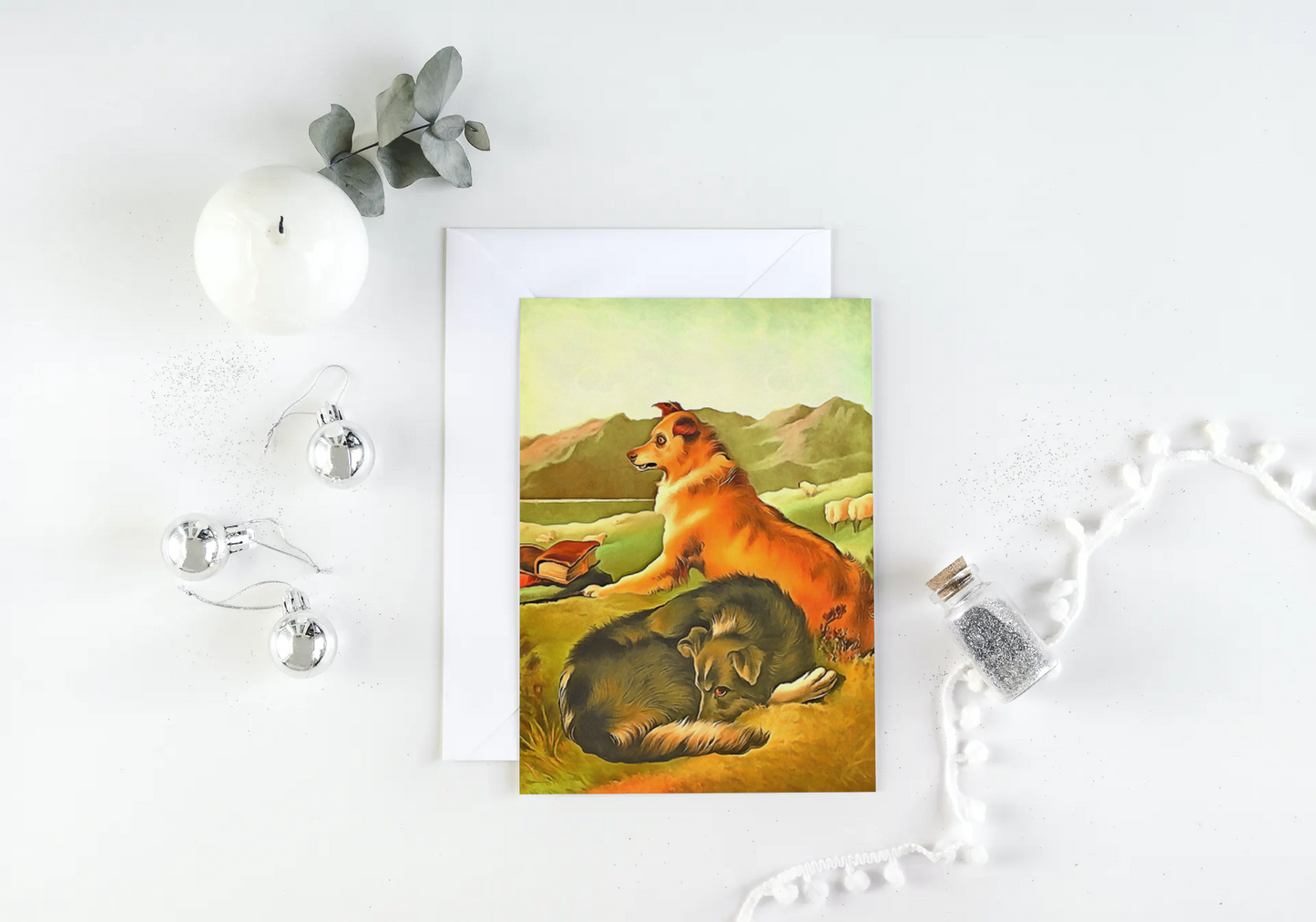 Any occasion greeting Card, blank inside, write anything, shepherd dog, design 21