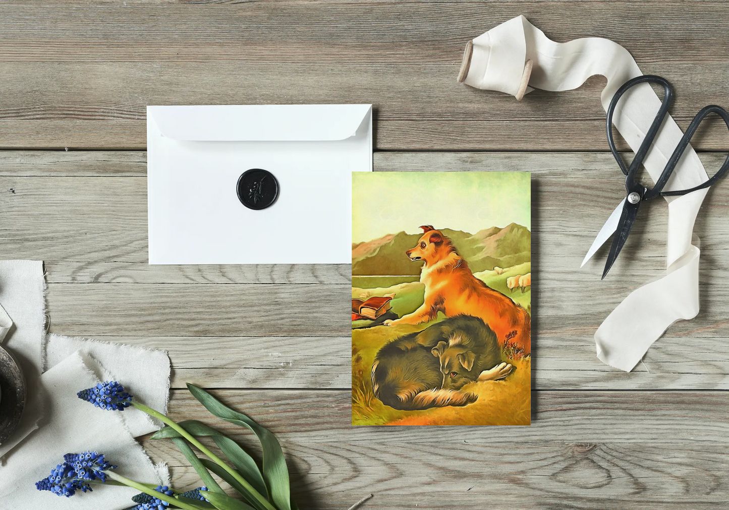 Any occasion greeting Card, blank inside, write anything, shepherd dog, design 21