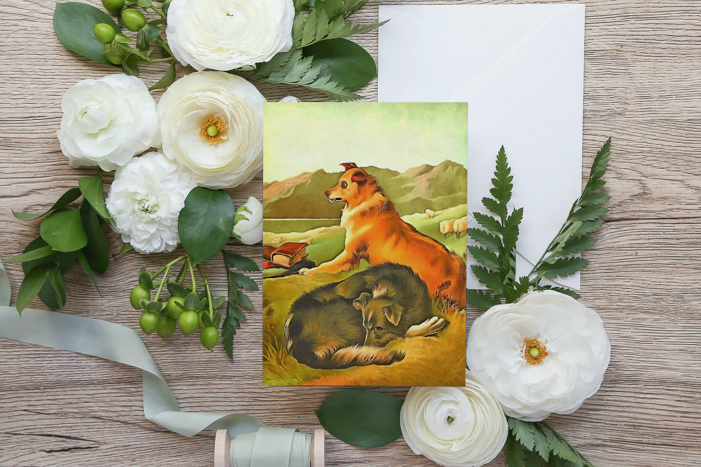 Any occasion greeting Card, blank inside, write anything, shepherd dog, design 21