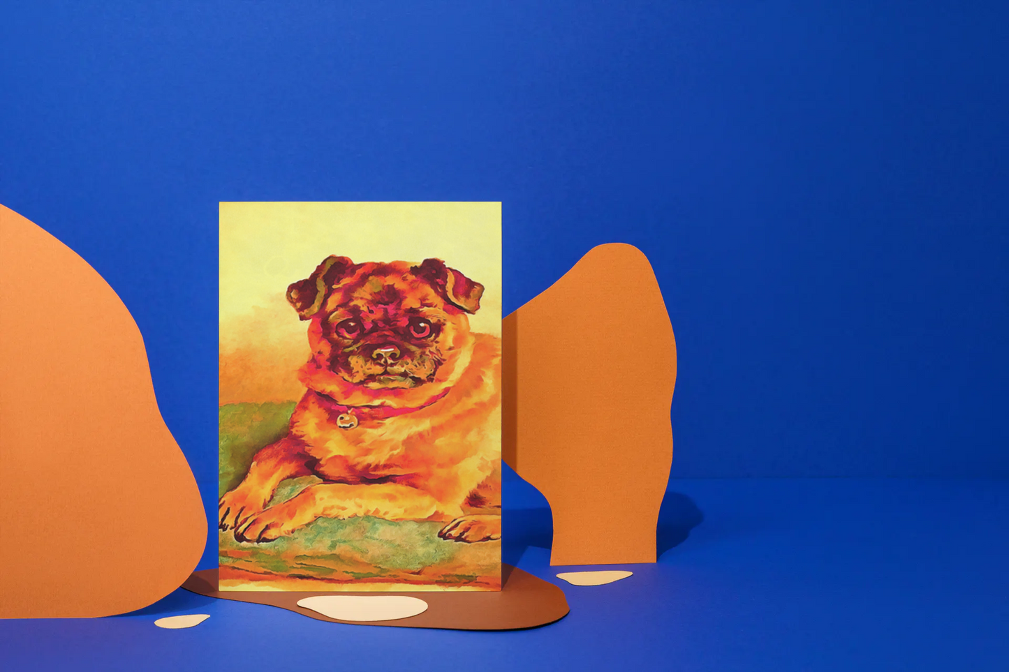 Any occasion greeting Card, blank inside, write anything, Pug dog, design 18