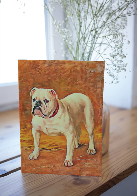 Any occasion greeting Card, blank inside, write anything, dog, Bulldog, design 8