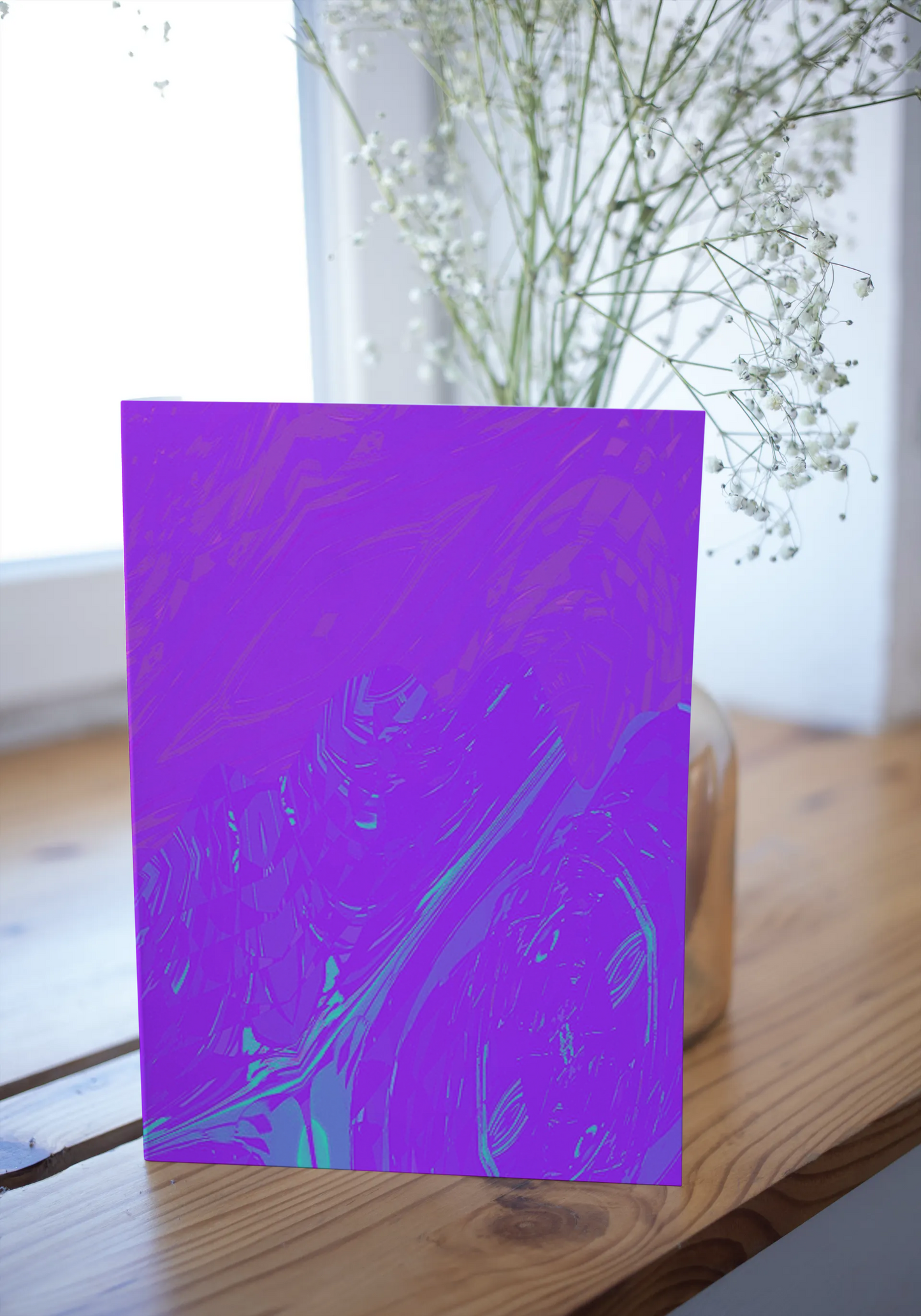 Any occasion greeting Card, blank inside, write anything, Blue Angel Abstract, design 13