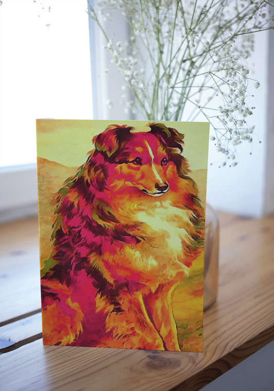 Any occasion greeting Card, blank inside, write anything, dog, Collie, design 17