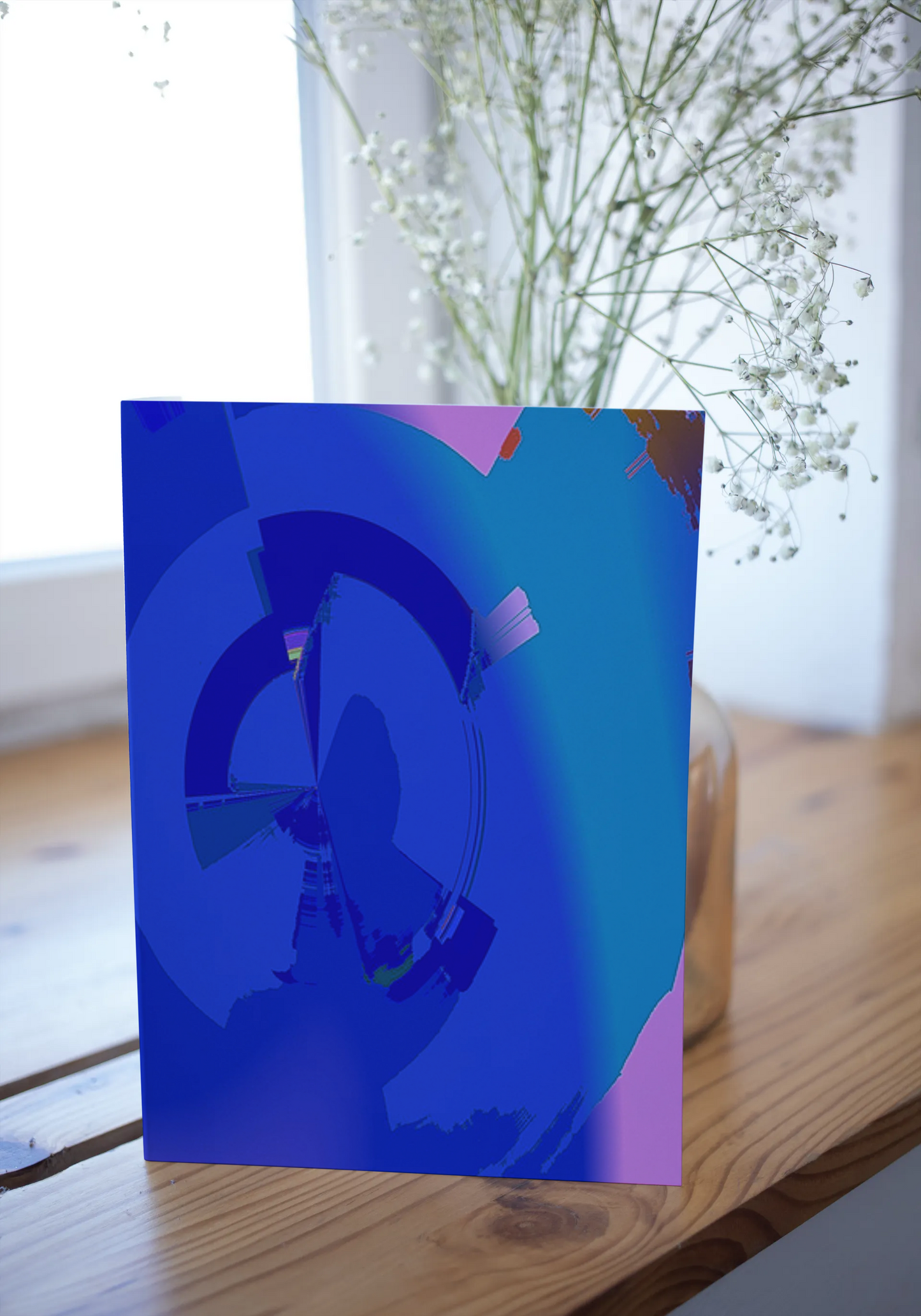 Any occasion greeting Card, blank inside, write anything, Blue Angel Abstract, design 9