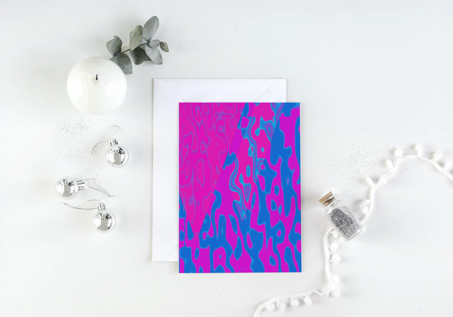 Any occasion greeting Card, blank inside, write anything, Blue Angel Abstract, design 2