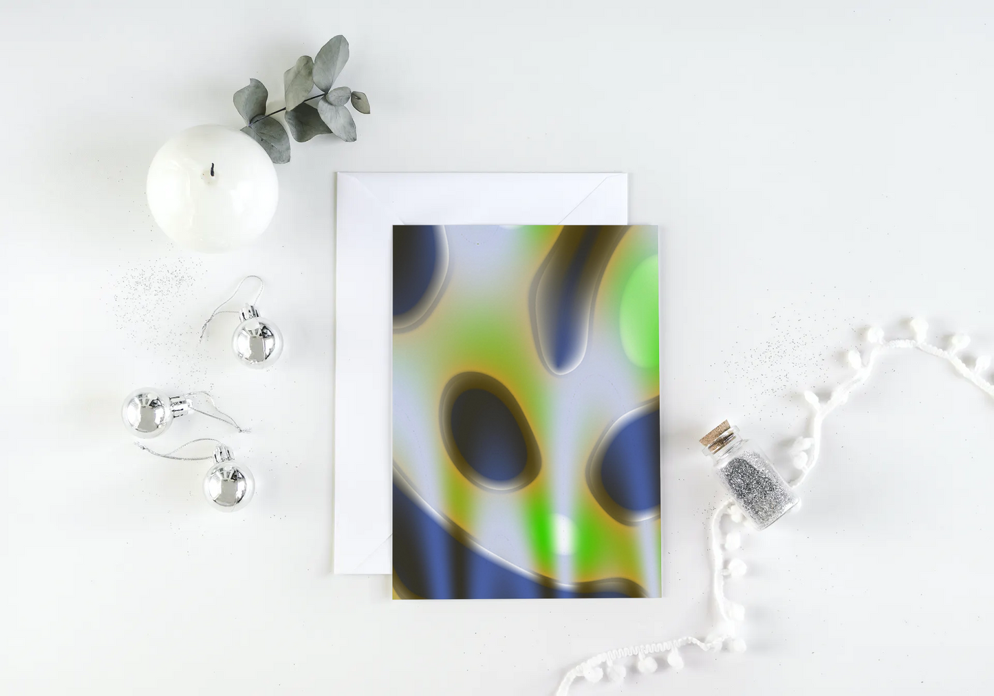 Any occasion greeting Card, blank inside, write anything, Blue Angel Abstract, design 11