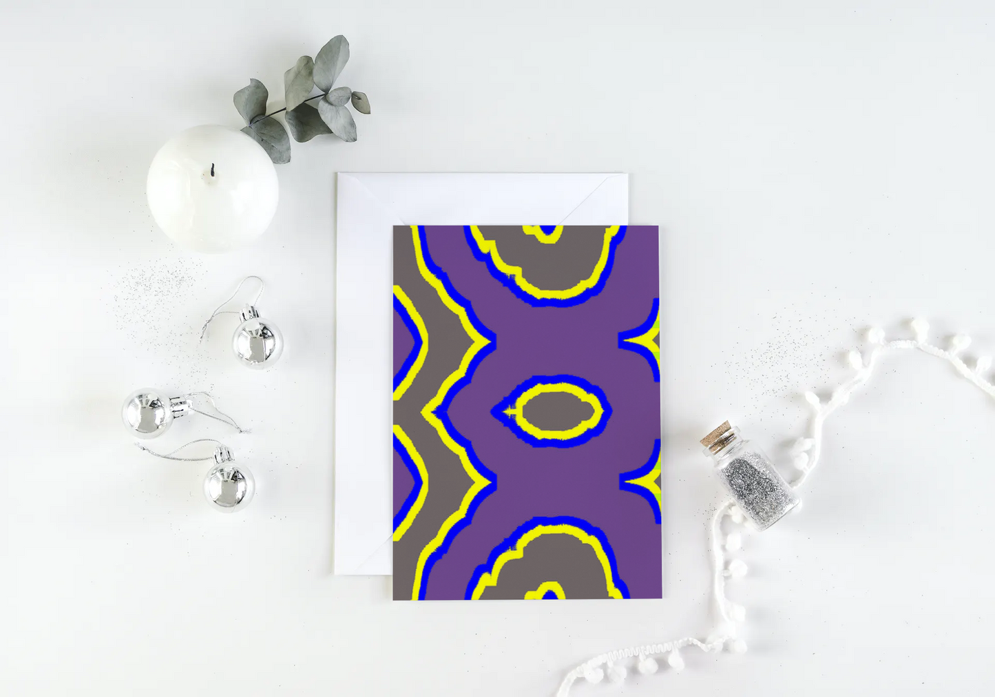 Any occasion greeting Card, blank inside, write anything, Blue Angel Abstract, design 3