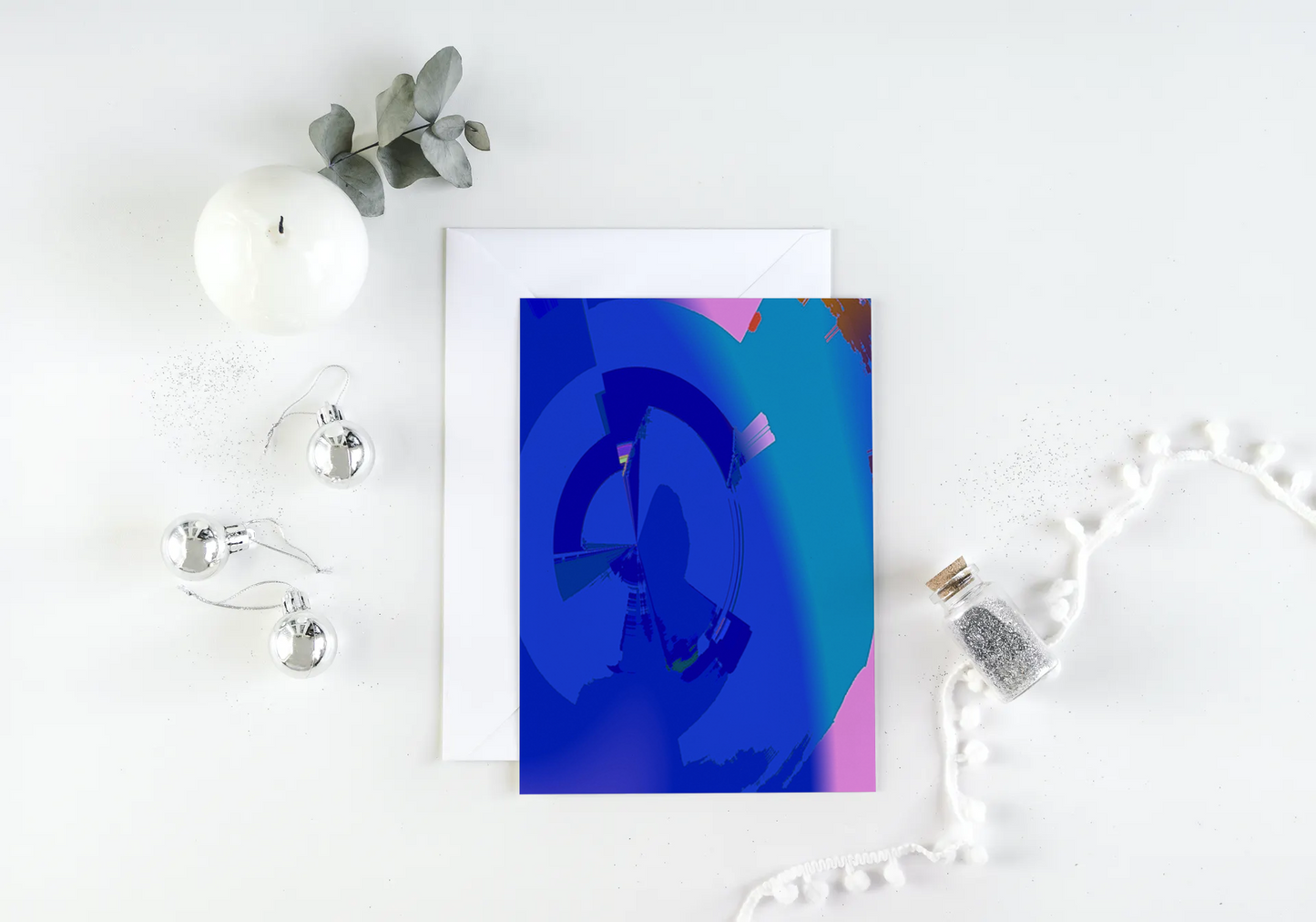 Any occasion greeting Card, blank inside, write anything, Blue Angel Abstract, design 9