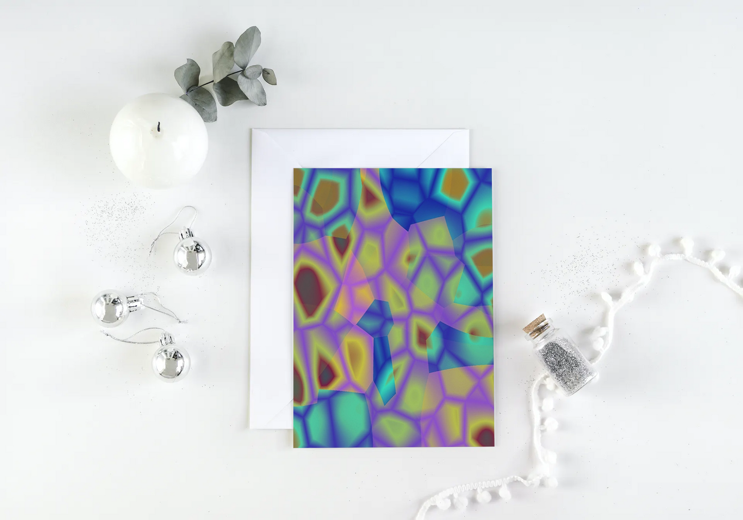 Any occasion greeting Card, blank inside, write anything, Blue Angel Abstract, design 8