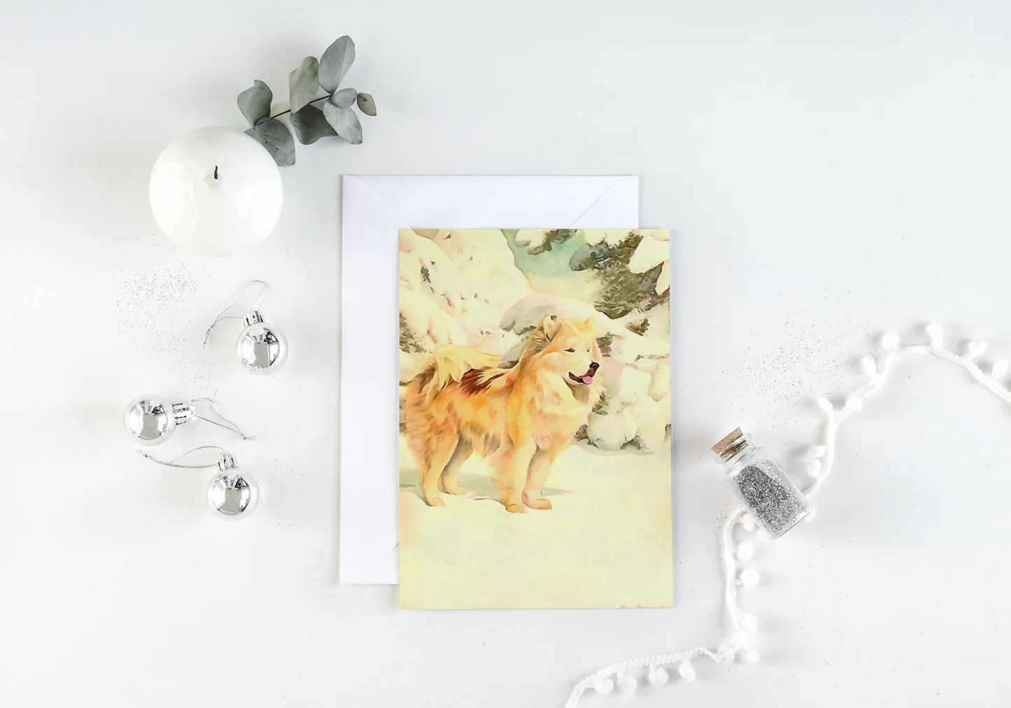 Any occasion greeting Card, blank inside, write anything, Greenland Eskimo dog, design 11