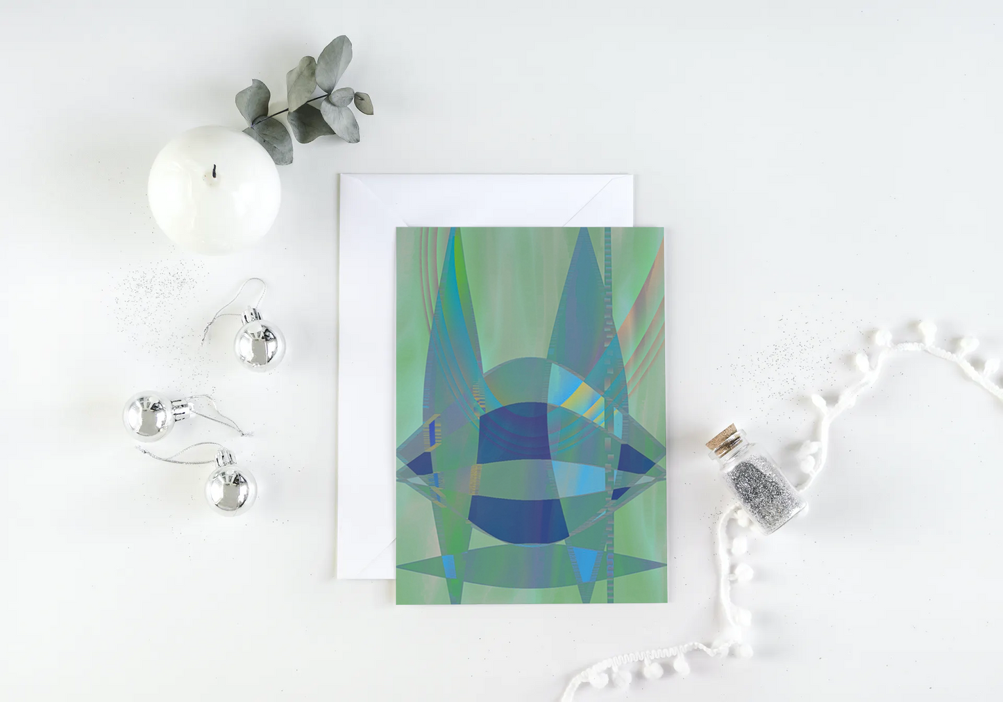 Any occasion greeting Card, blank inside, write anything, Blue Angel Abstract, design 7