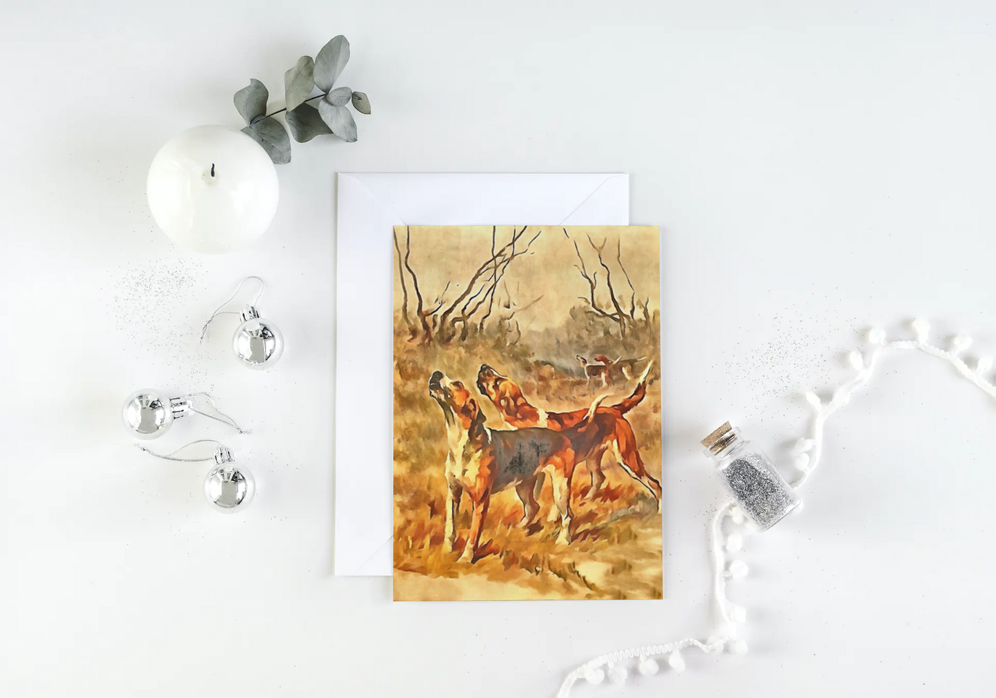 Any occasion greeting Card, blank inside, write anything, dog, foxhound, design 2