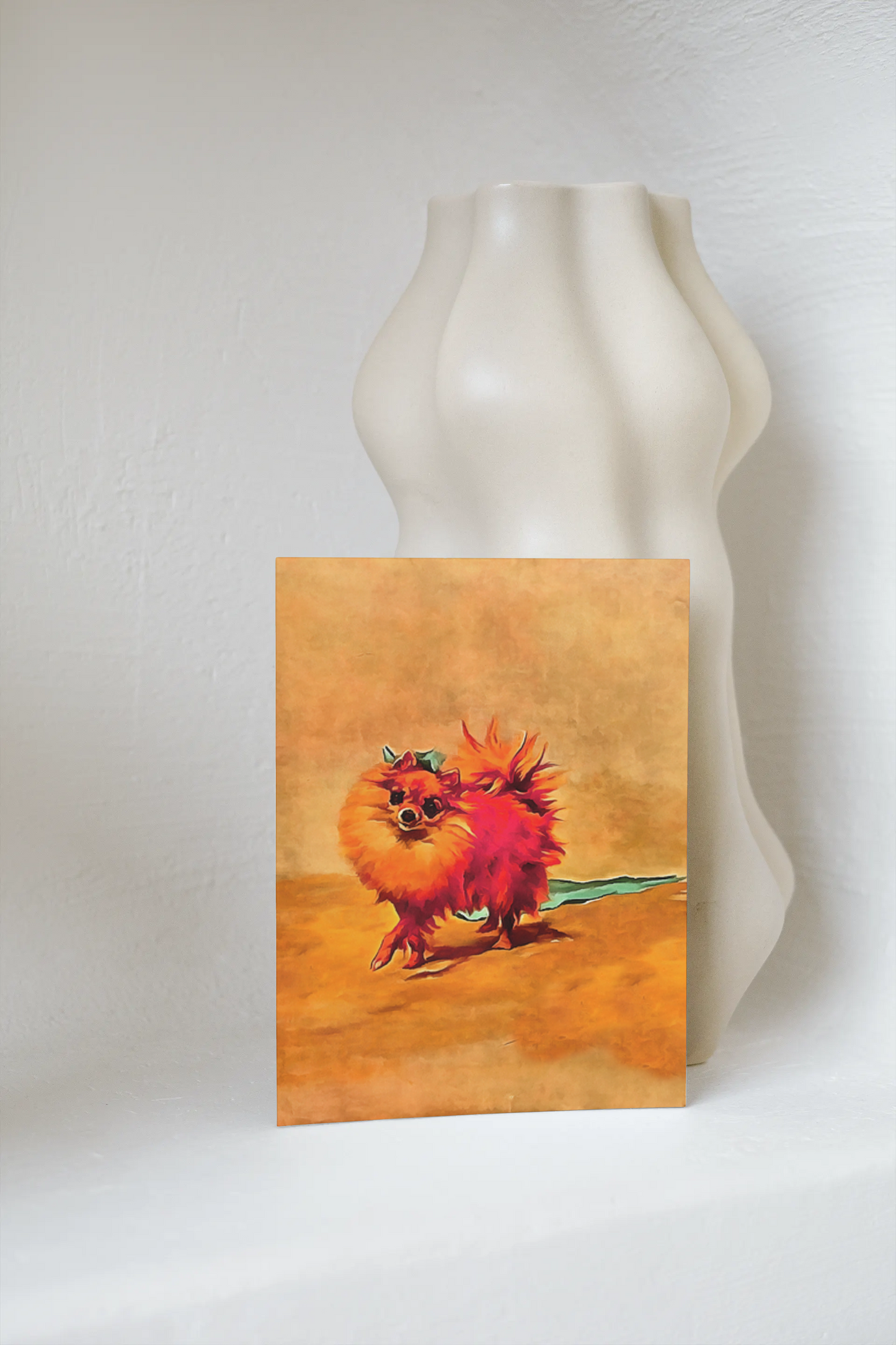 Any occasion greeting Card, blank inside, write anything, Miniature Pomeranian dog, design 4