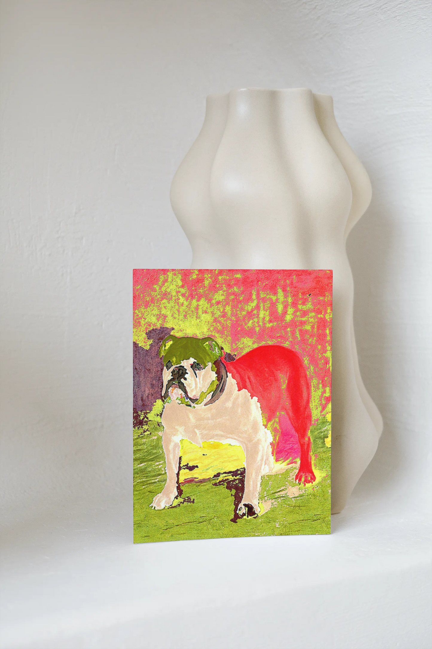 Any occasion greeting Card, blank inside, write anything, dog, Bulldog, design 8B