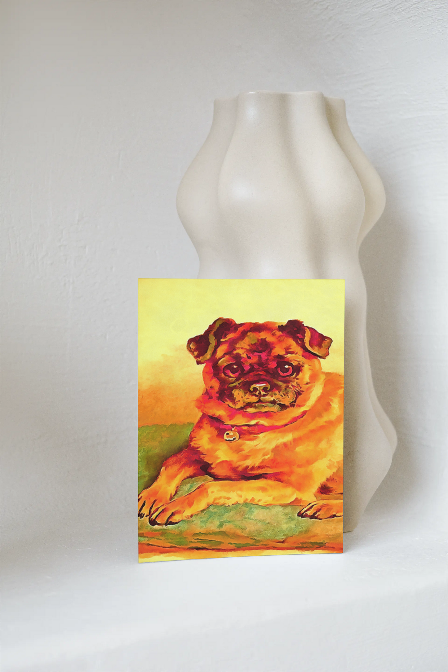 Any occasion greeting Card, blank inside, write anything, Pug dog, design 18