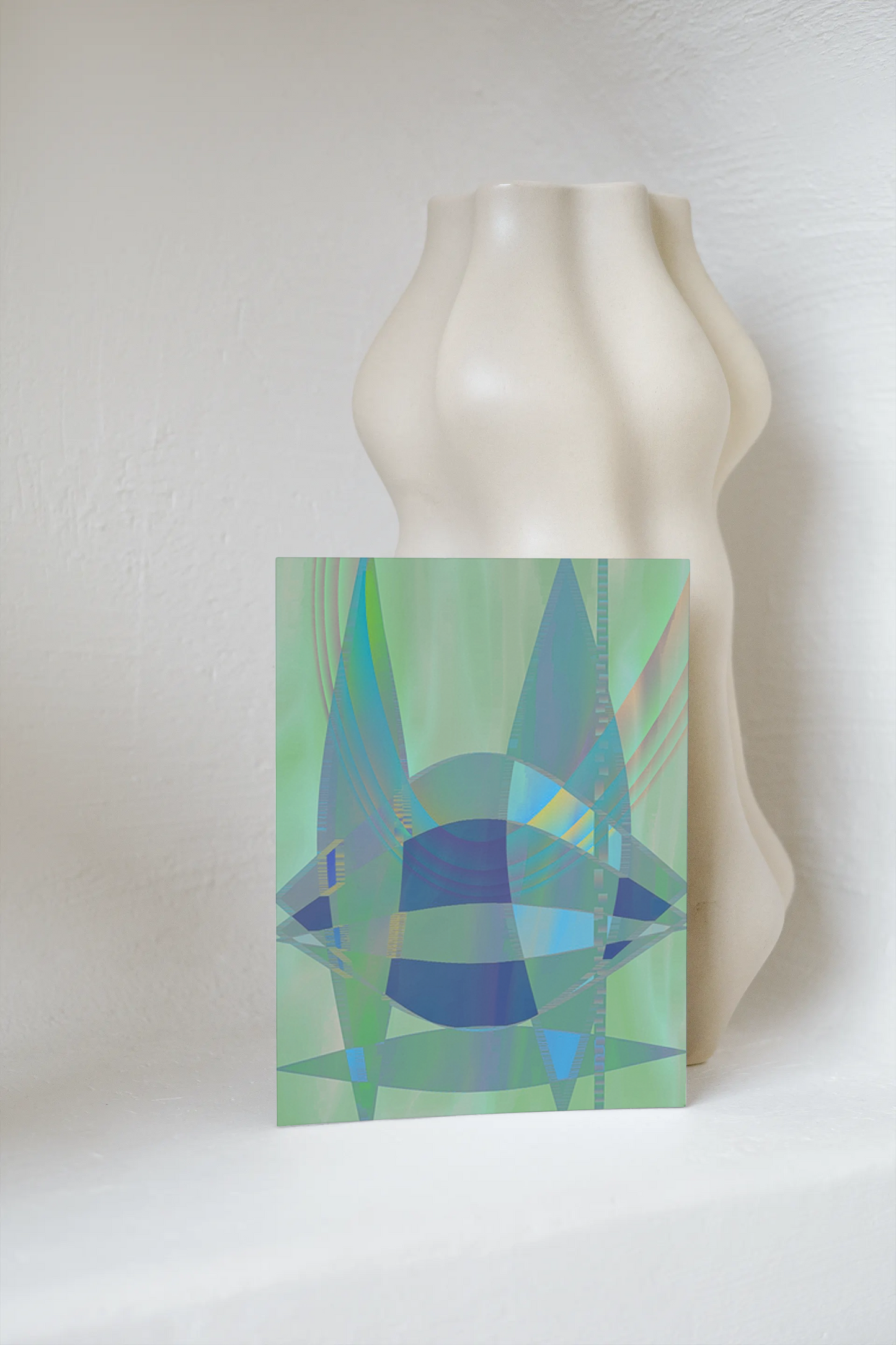 Any occasion greeting Card, blank inside, write anything, Blue Angel Abstract, design 7