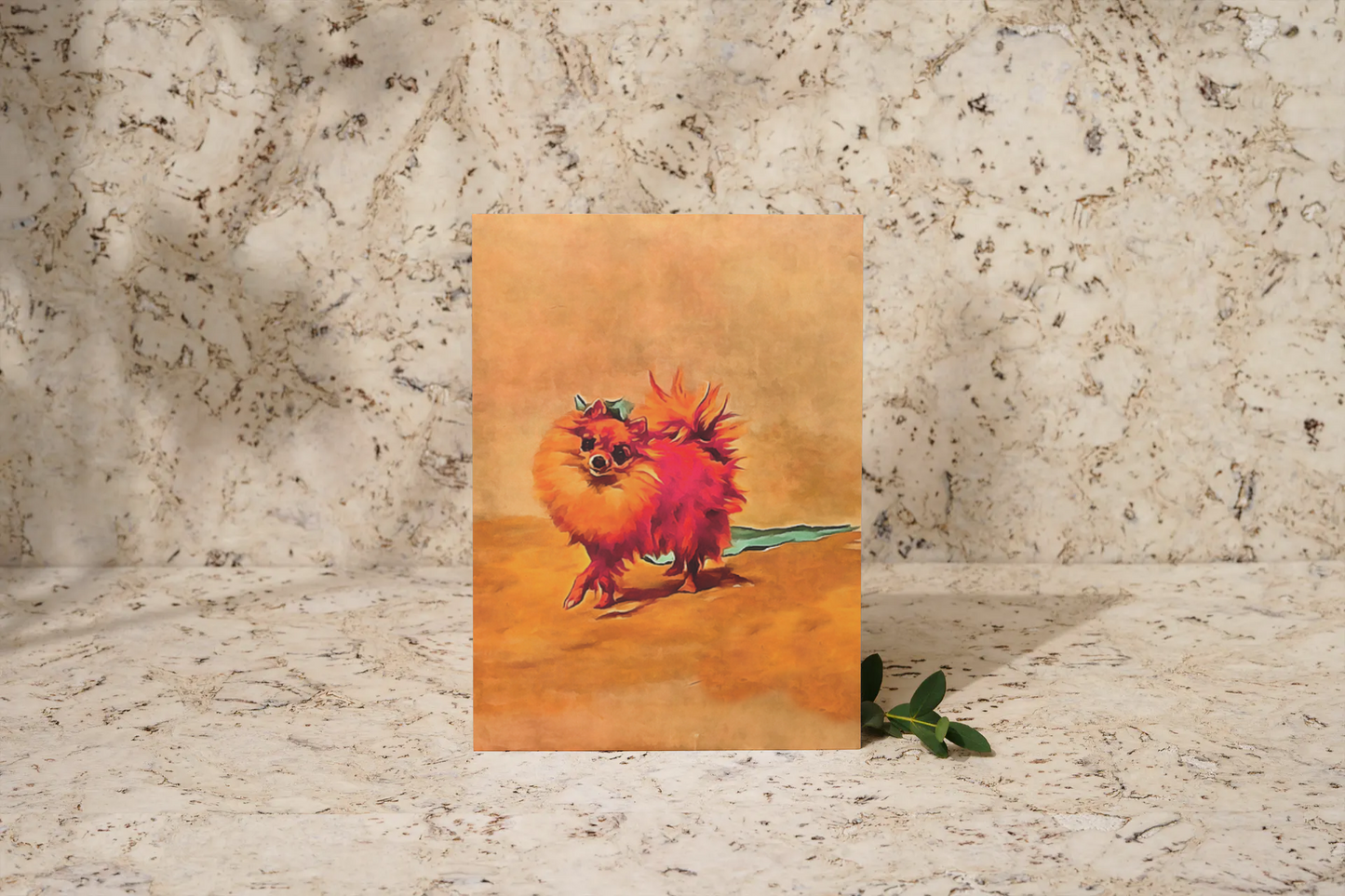 Any occasion greeting Card, blank inside, write anything, Miniature Pomeranian dog, design 4