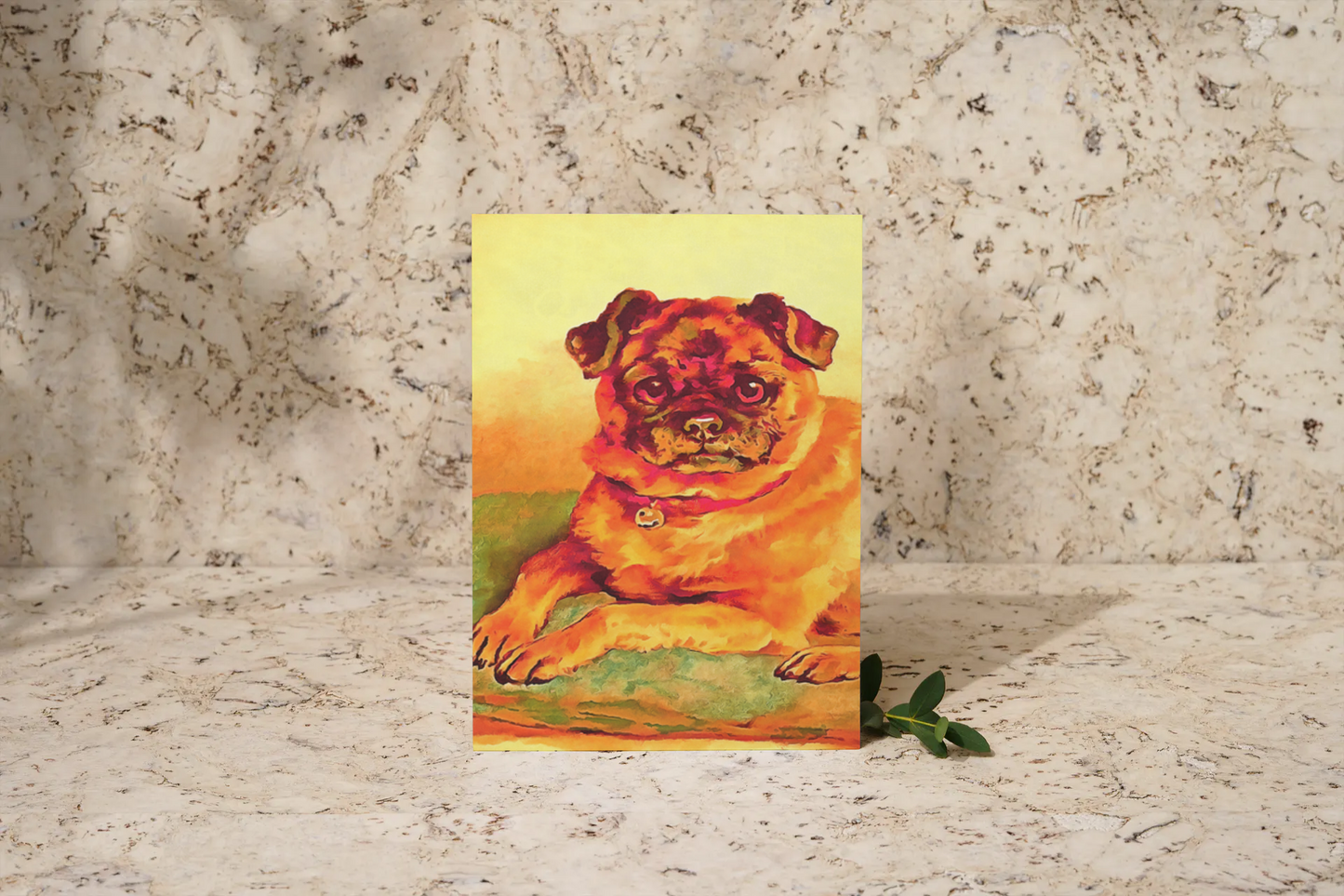 Any occasion greeting Card, blank inside, write anything, Pug dog, design 18