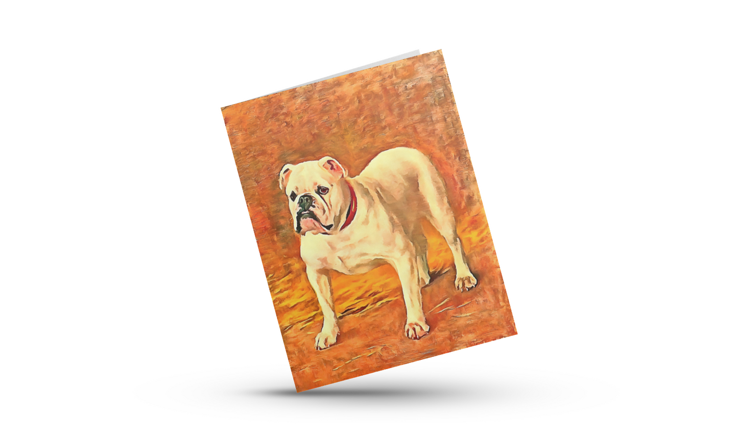 Any occasion greeting Card, blank inside, write anything, dog, Bulldog, design 8