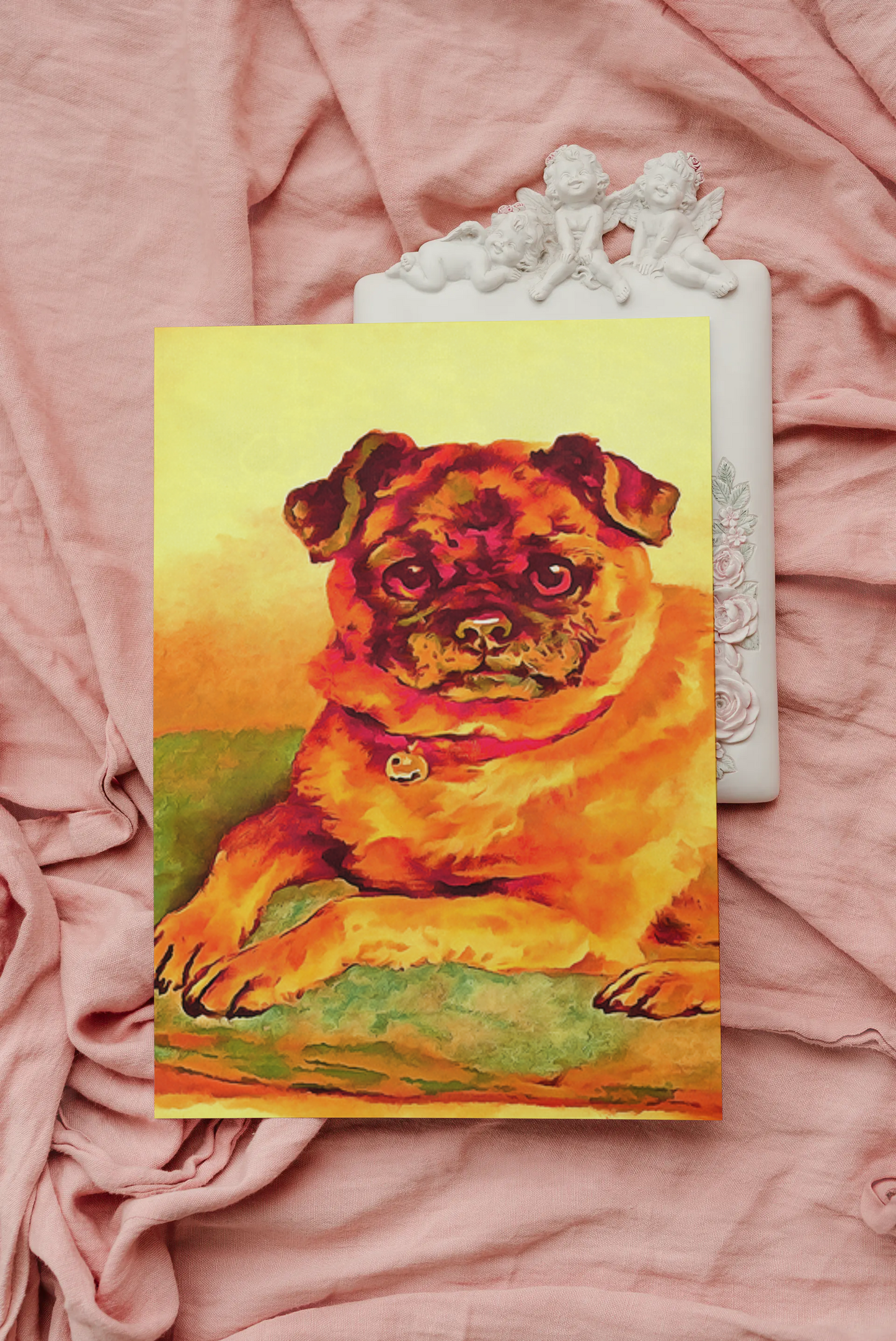 Any occasion greeting Card, blank inside, write anything, Pug dog, design 18