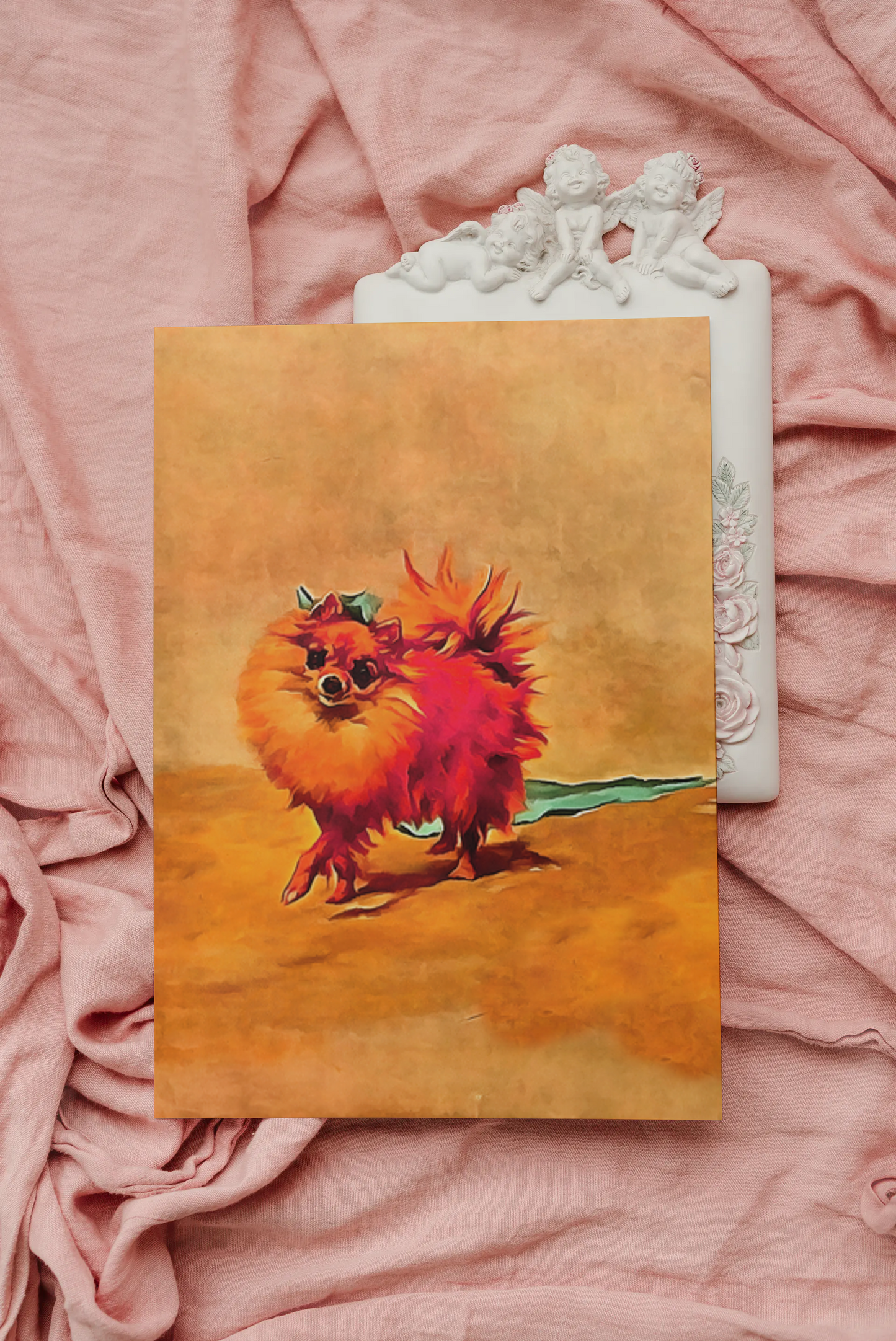 Any occasion greeting Card, blank inside, write anything, Miniature Pomeranian dog, design 4