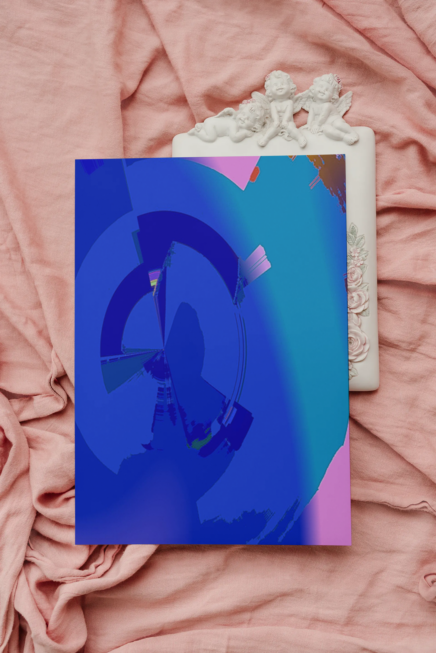 Any occasion greeting Card, blank inside, write anything, Blue Angel Abstract, design 9