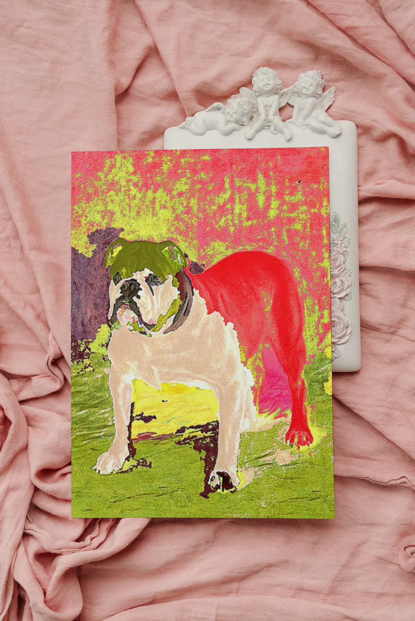 Any occasion greeting Card, blank inside, write anything, dog, Bulldog, design 8B