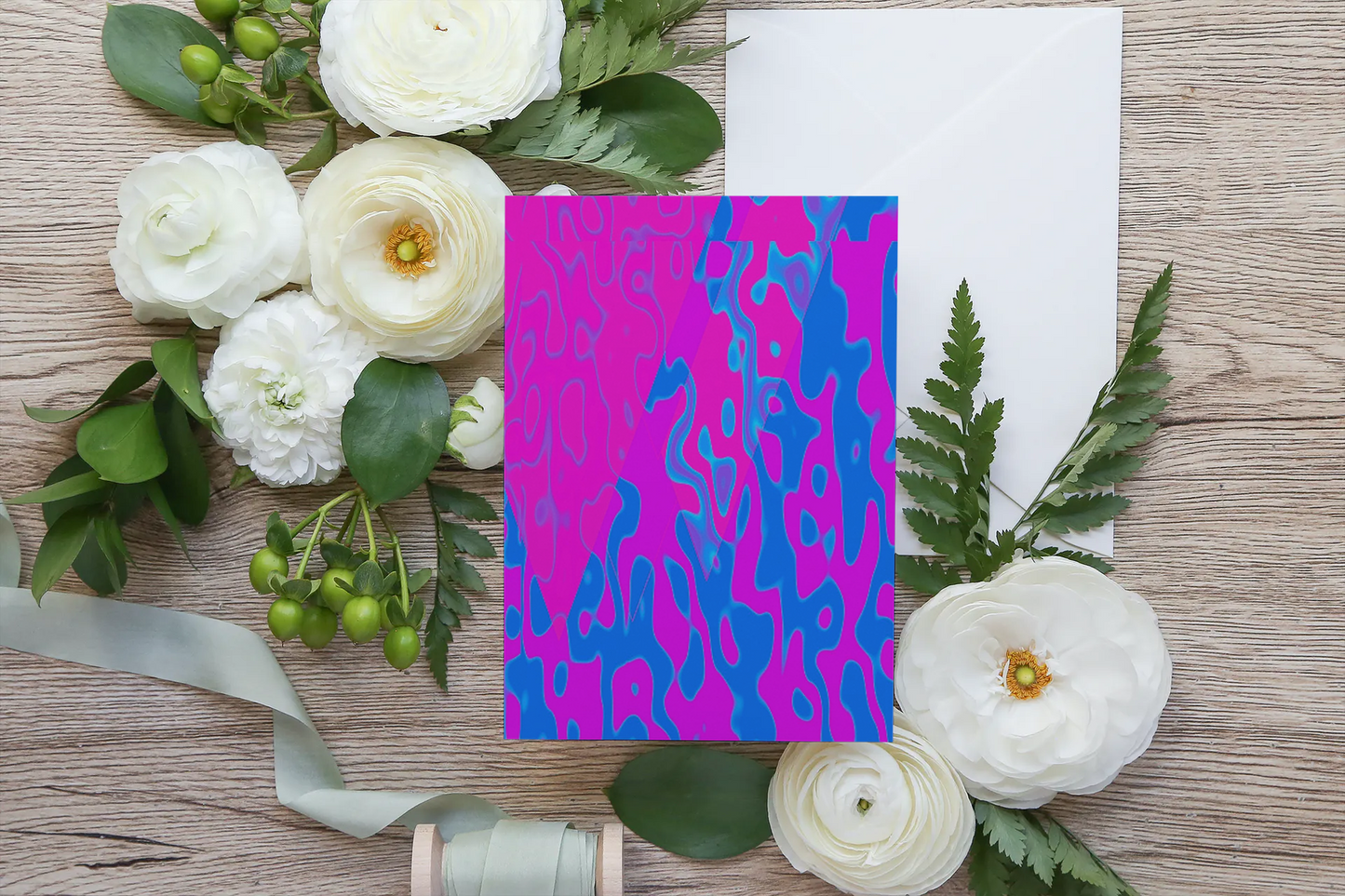 Any occasion greeting Card, blank inside, write anything, Blue Angel Abstract, design 2
