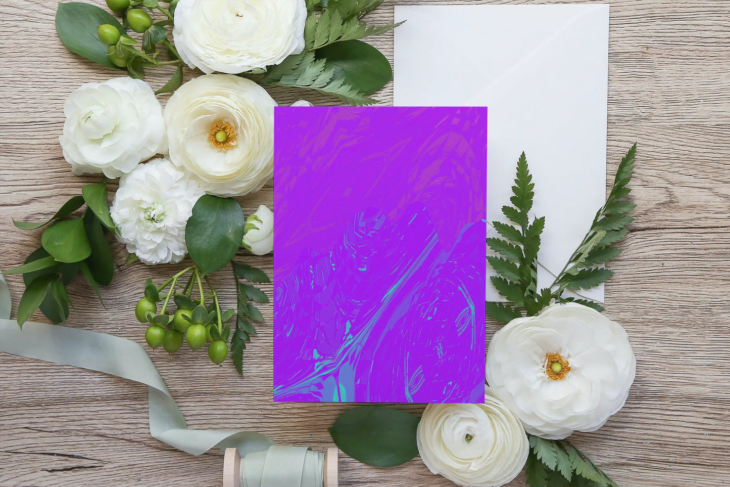 Any occasion greeting Card, blank inside, write anything, Blue Angel Abstract, design 13