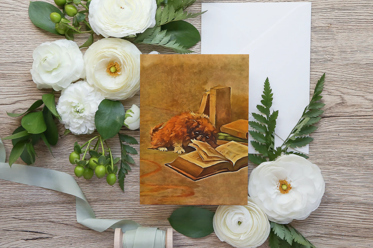 Any occasion greeting Card, blank inside, write anything, Pekinese dog, design 6