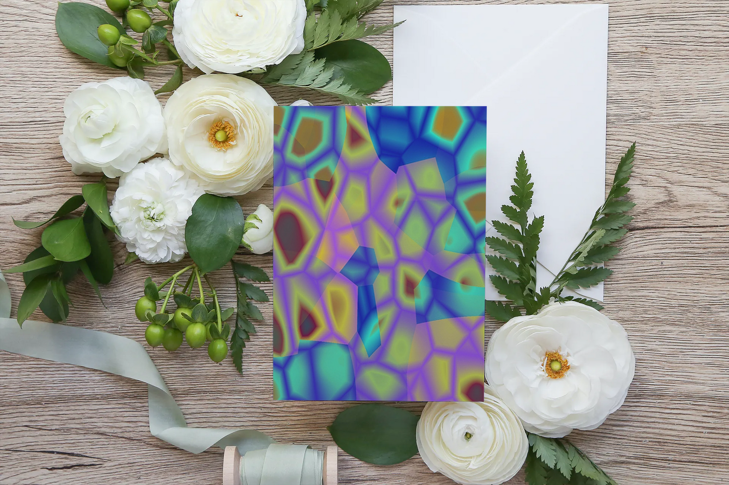 Any occasion greeting Card, blank inside, write anything, Blue Angel Abstract, design 8
