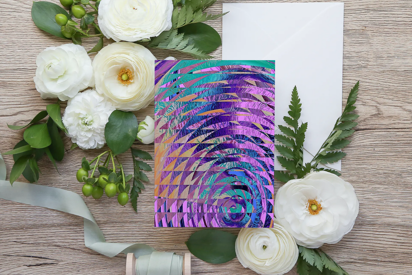 Any occasion greeting Card, blank inside, write anything, Blue Angel Abstract, design 5