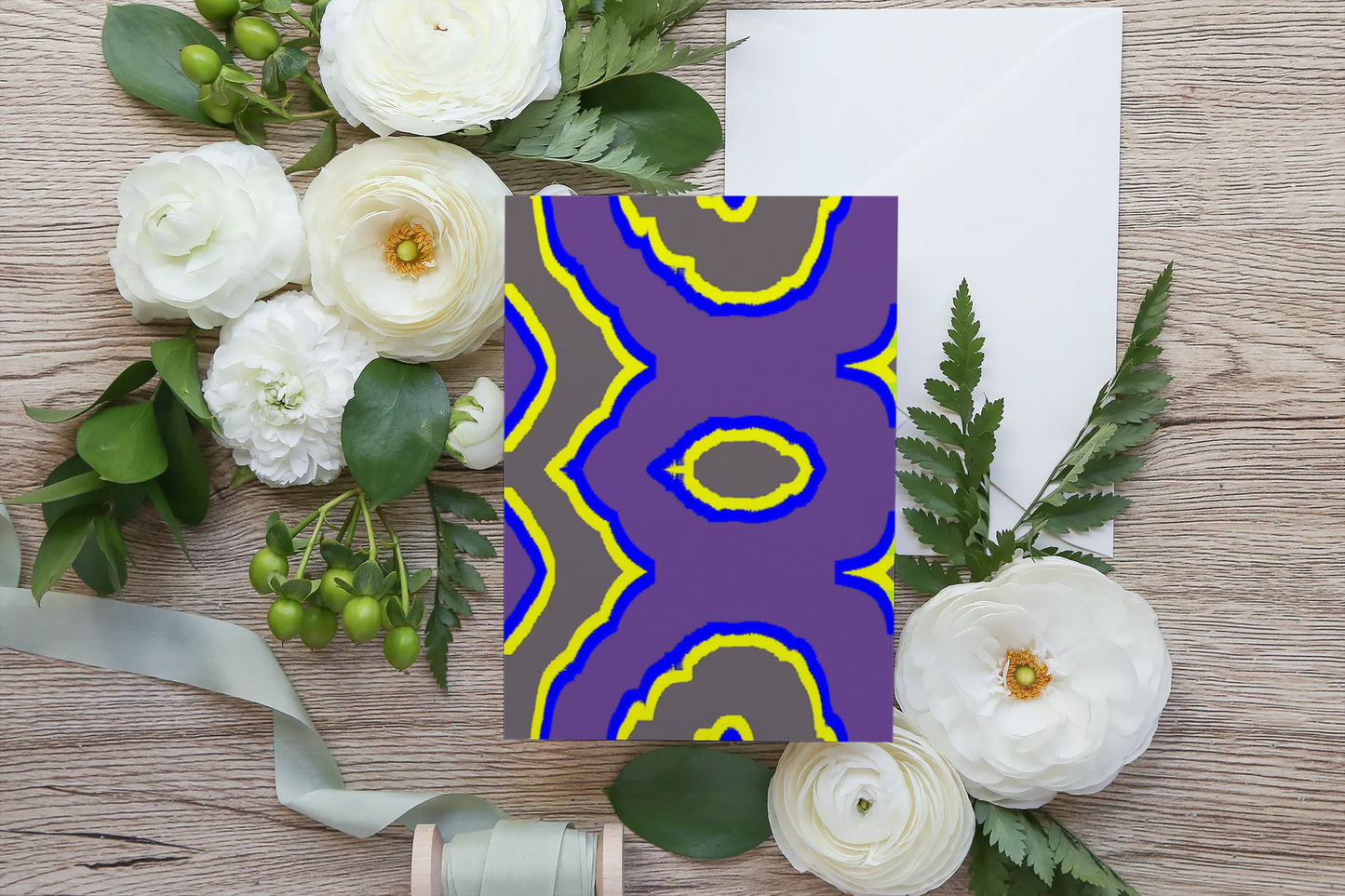 Any occasion greeting Card, blank inside, write anything, Blue Angel Abstract, design 3