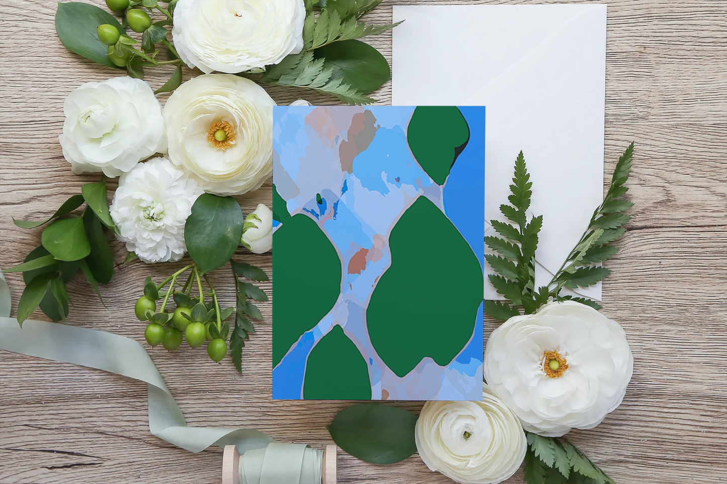 Any occasion greeting Card, blank inside, write anything, Blue Angel Abstract, design 12