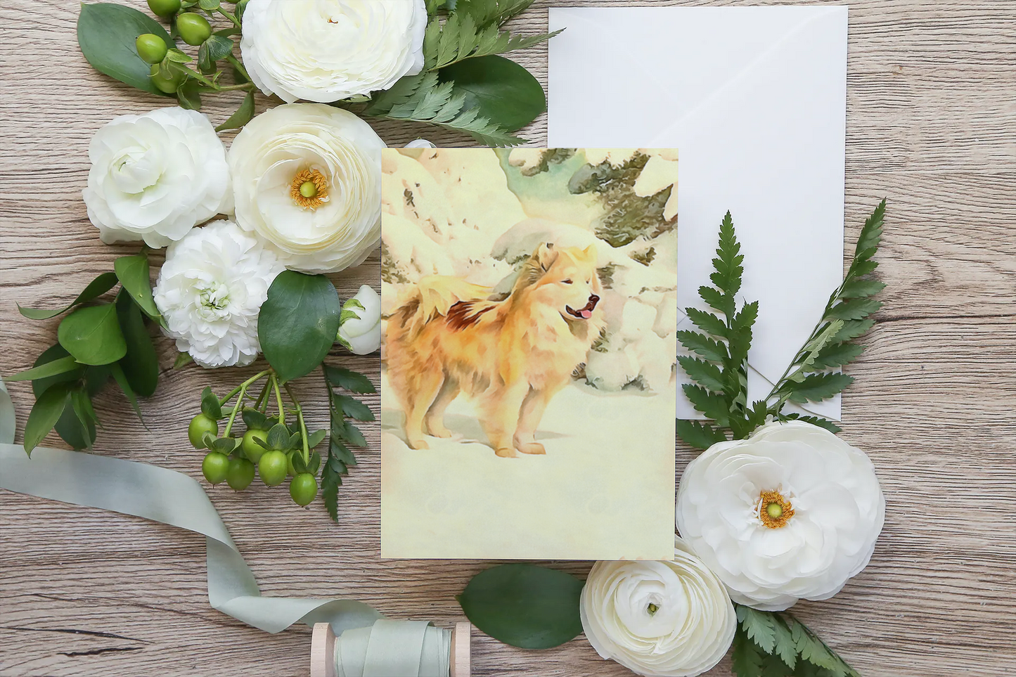 Any occasion greeting Card, blank inside, write anything, Greenland Eskimo dog, design 11