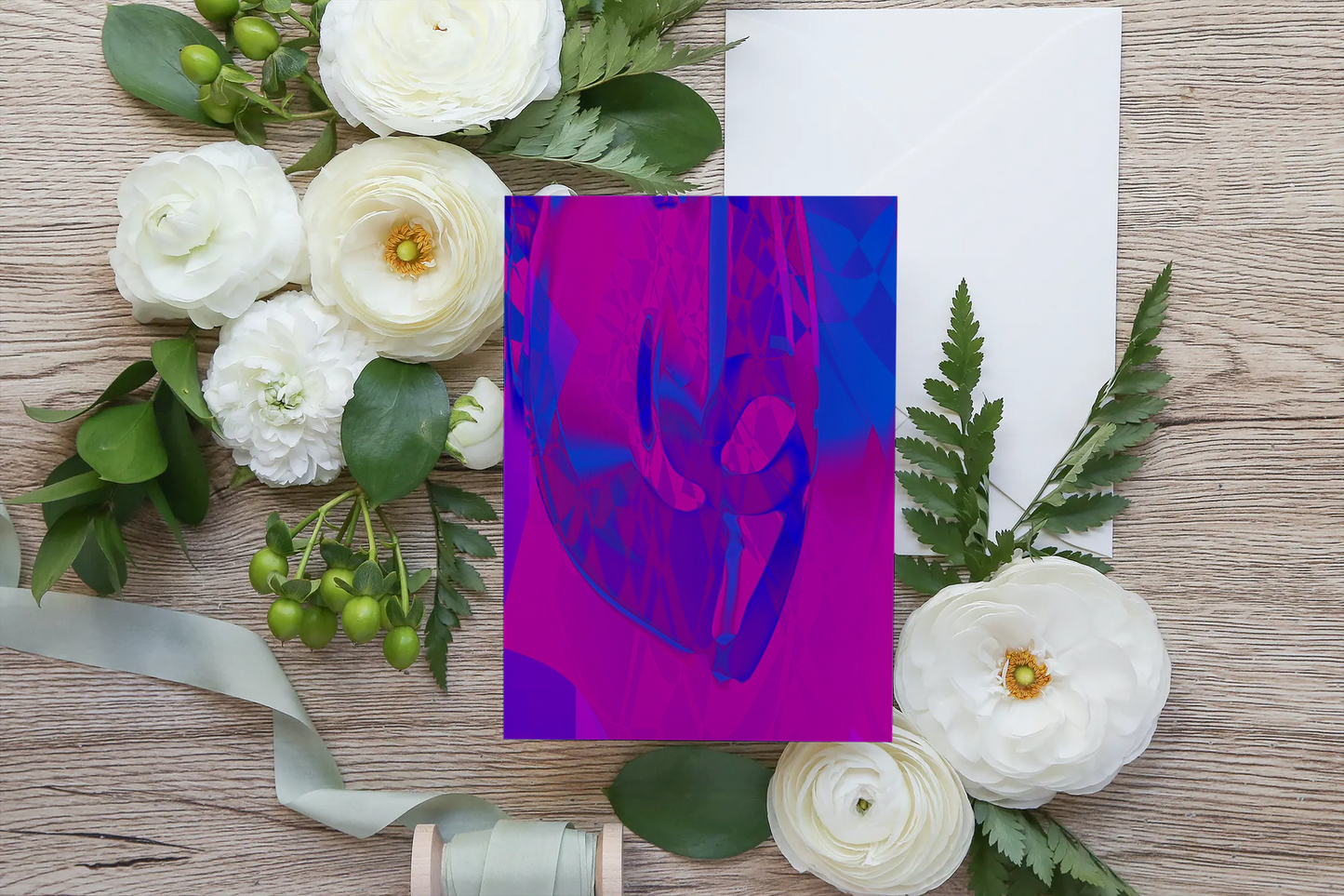 Any occasion greeting Card, blank inside, write anything, Blue Angel Abstract, design 4