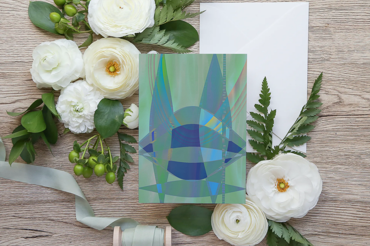 Any occasion greeting Card, blank inside, write anything, Blue Angel Abstract, design 7