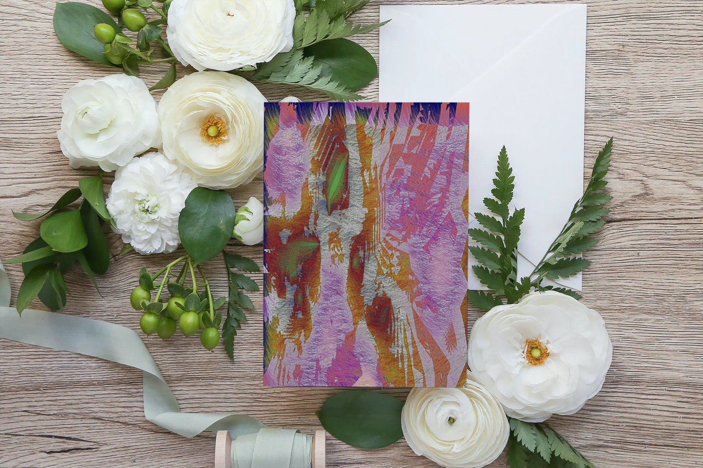 Any occasion greeting Card, blank inside, write anything, Blue Angel Abstract, design 6