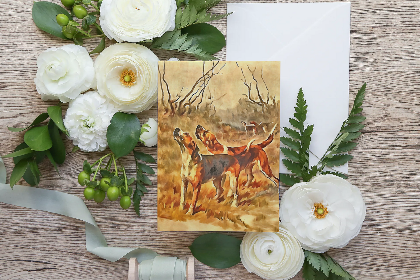 Any occasion greeting Card, blank inside, write anything, dog, foxhound, design 2
