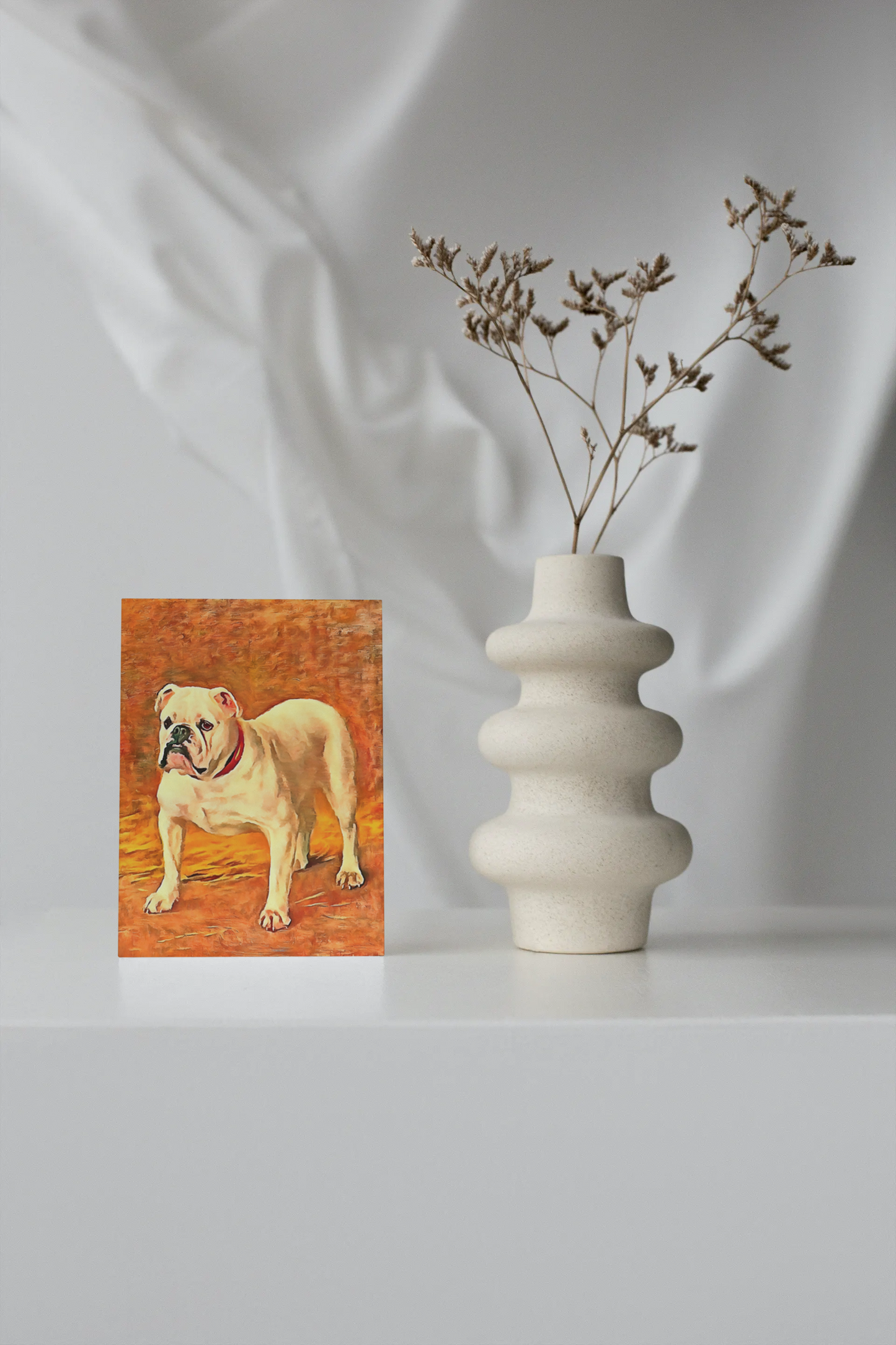 Any occasion greeting Card, blank inside, write anything, dog, Bulldog, design 8