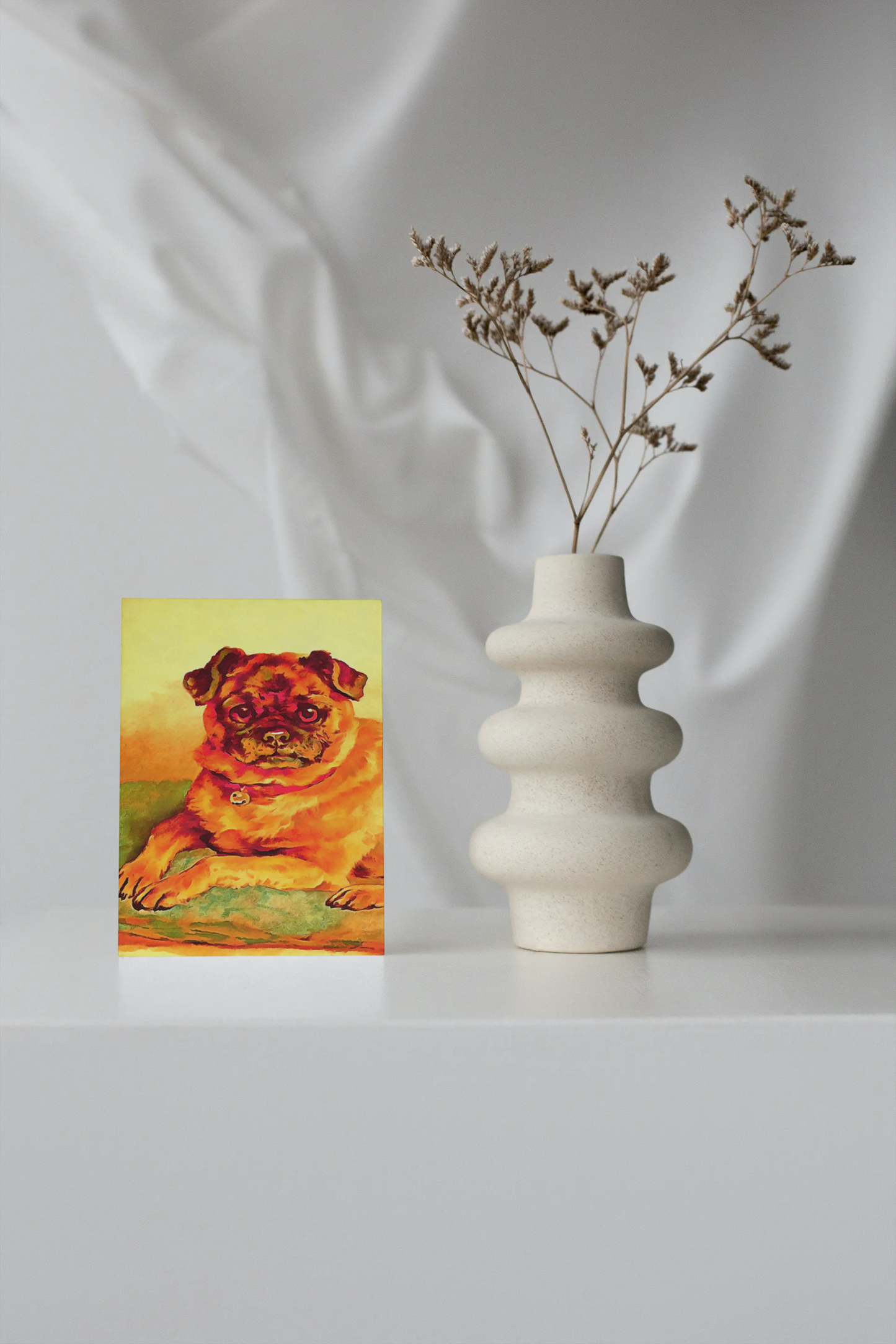 Any occasion greeting Card, blank inside, write anything, Pug dog, design 18