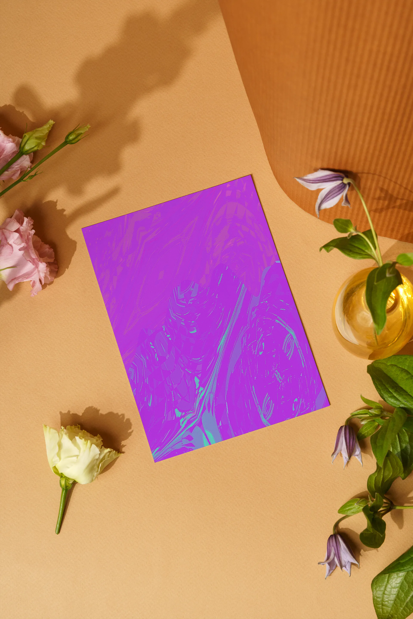 Any occasion greeting Card, blank inside, write anything, Blue Angel Abstract, design 13