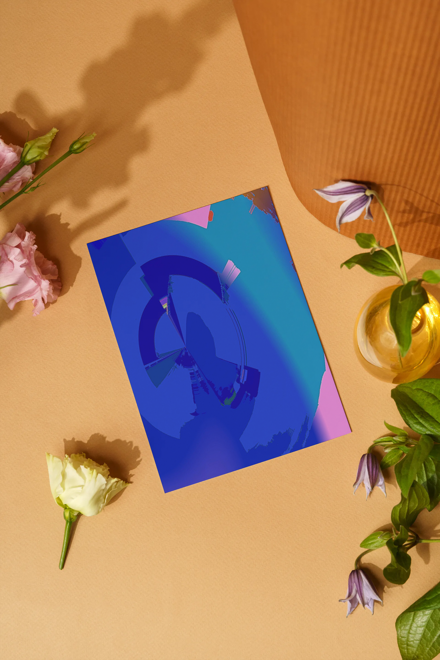 Any occasion greeting Card, blank inside, write anything, Blue Angel Abstract, design 9