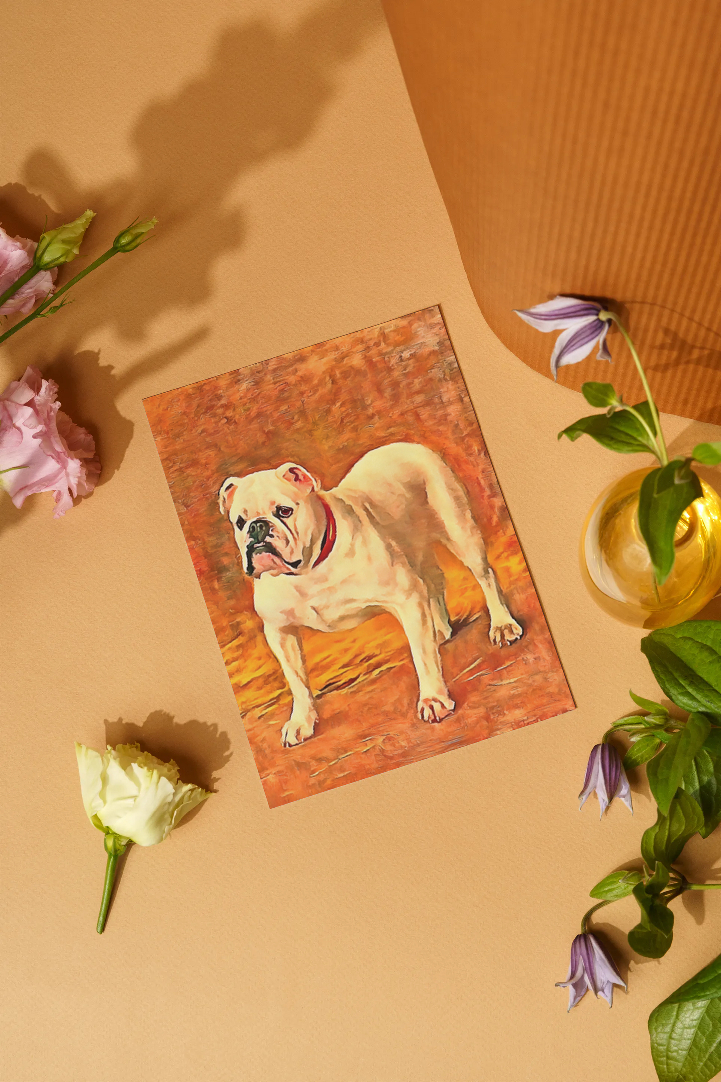 Any occasion greeting Card, blank inside, write anything, dog, Bulldog, design 8